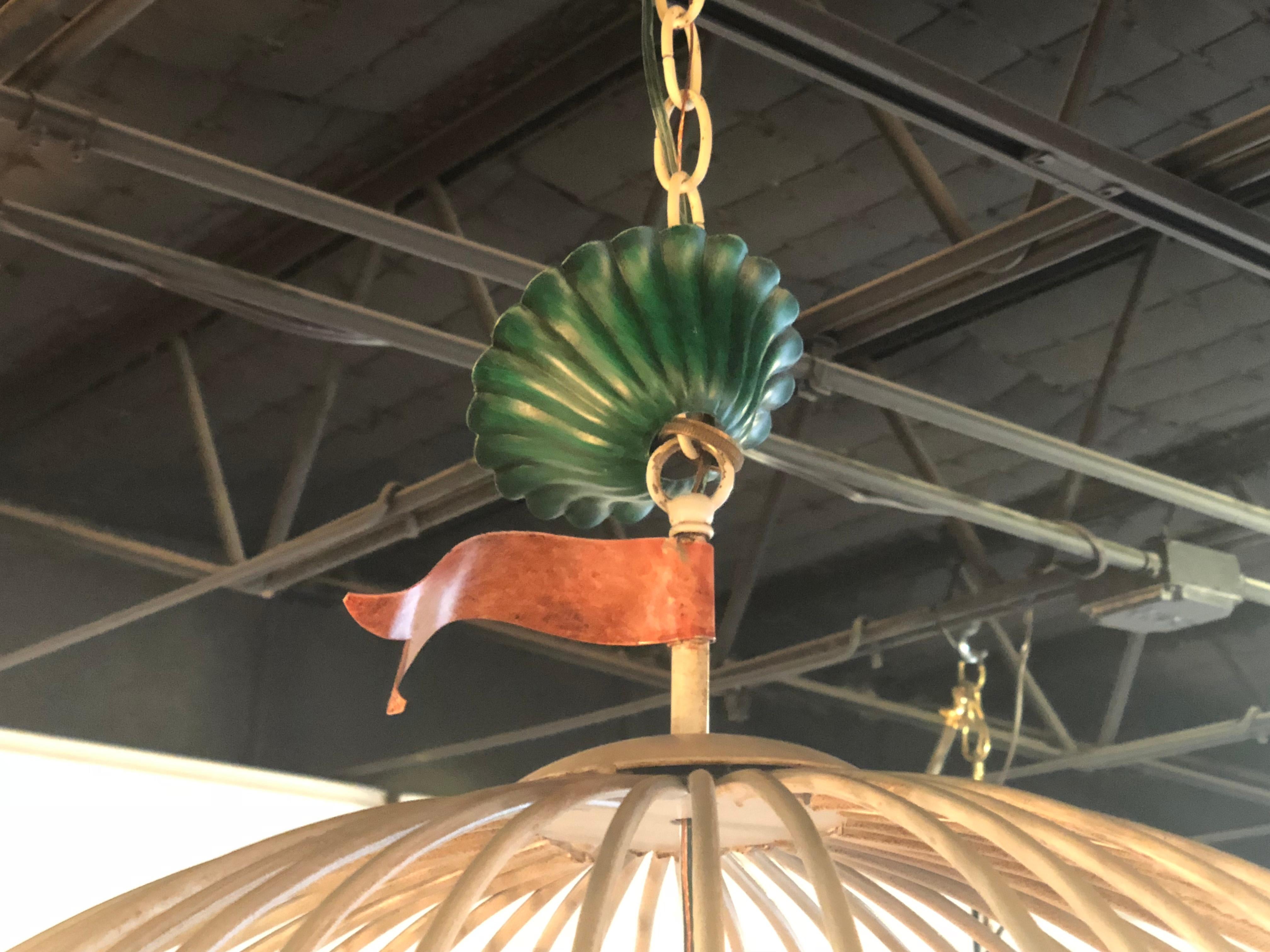 Vintage 6-Light Italian Tole Hot Air Balloon Chandelier Large In Good Condition In West Palm Beach, FL