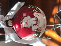 Vintage 6” Mercury Glass Christmas Ornament Handpainted