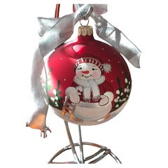 Vintage 6” Mercury Glass Christmas Ornament Handpainted