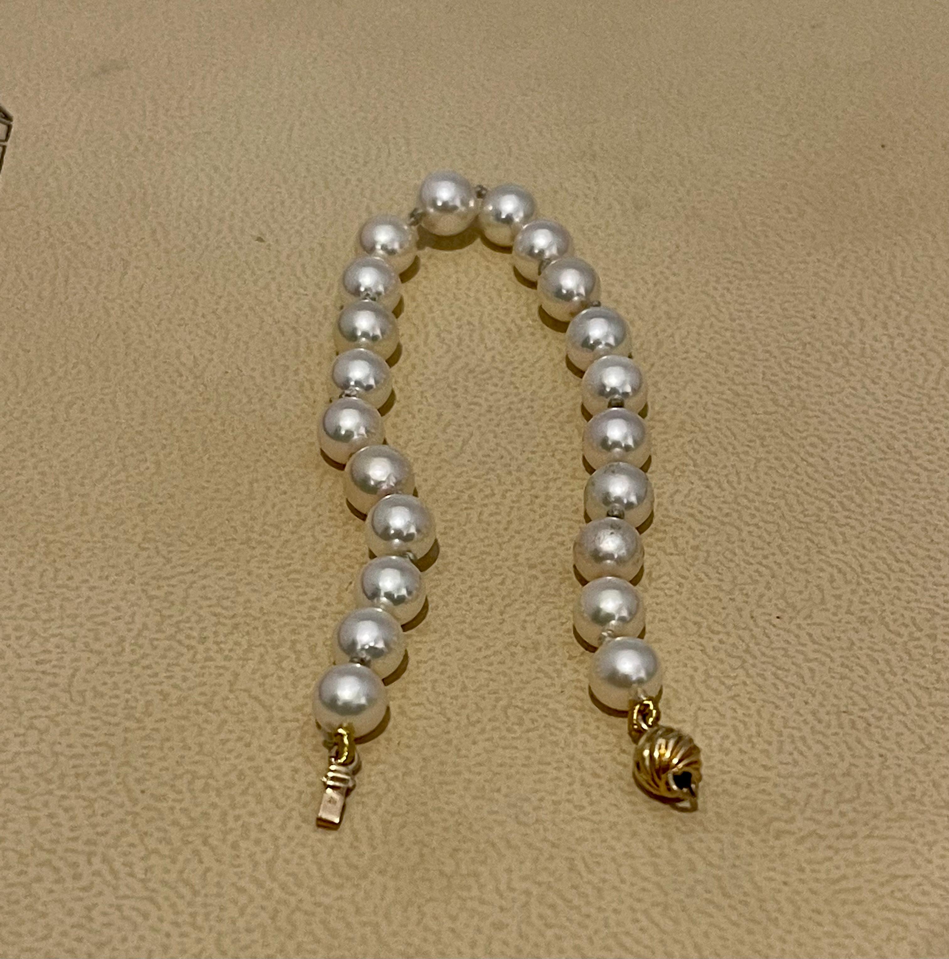 Klassisches japanisches Akoya-Perlenarmband, einreihig, Gelbgold (Rundschliff)