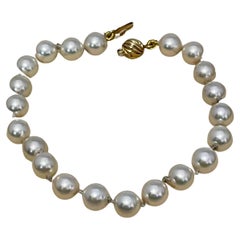 Bracelet vintage classique japonais en perles Akoya  un brin, or jaune