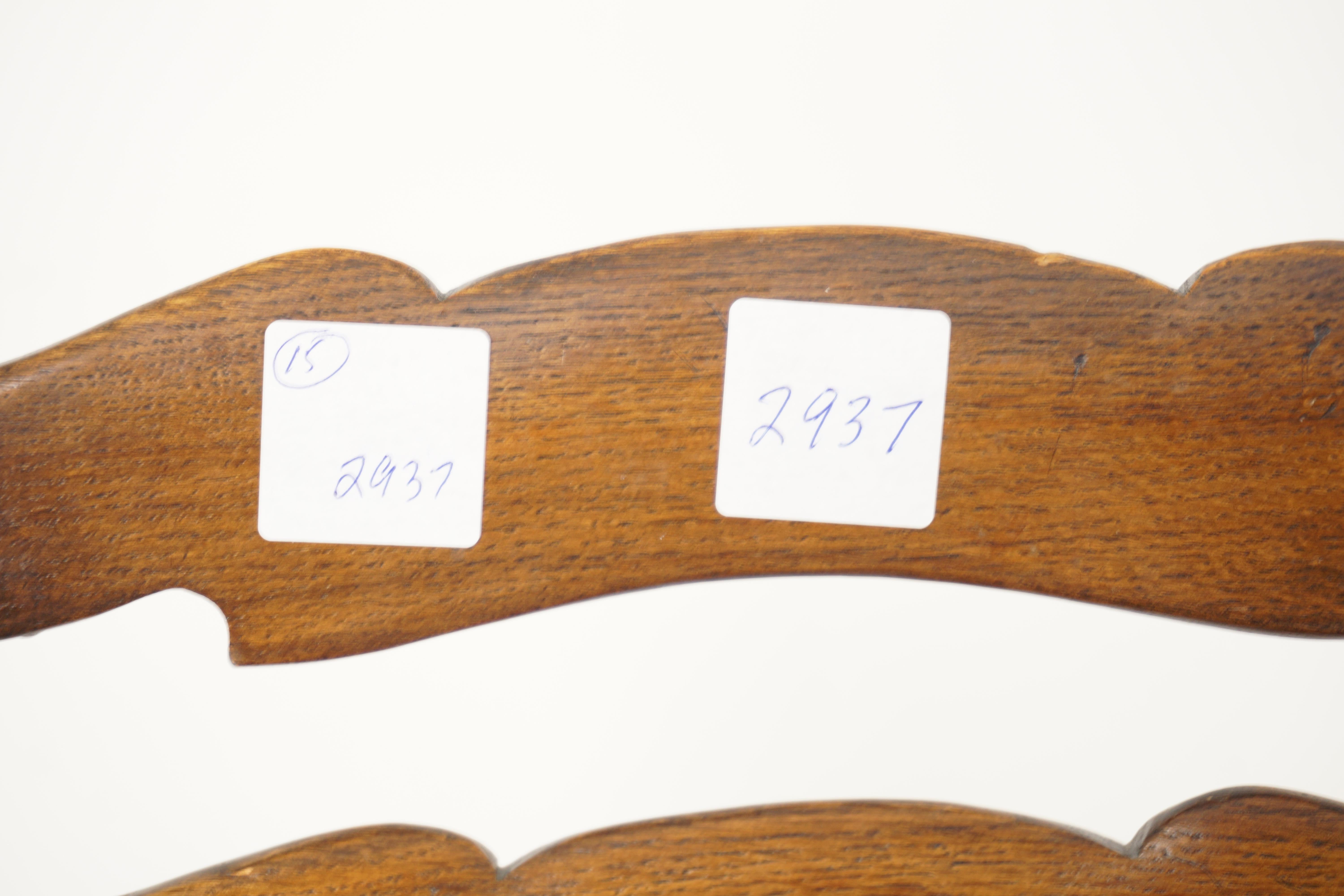 Vintage 6 Oak Ladder Back Rush Seat Chairs 4+2, Scotland 1940, B2937 In Good Condition In Vancouver, BC
