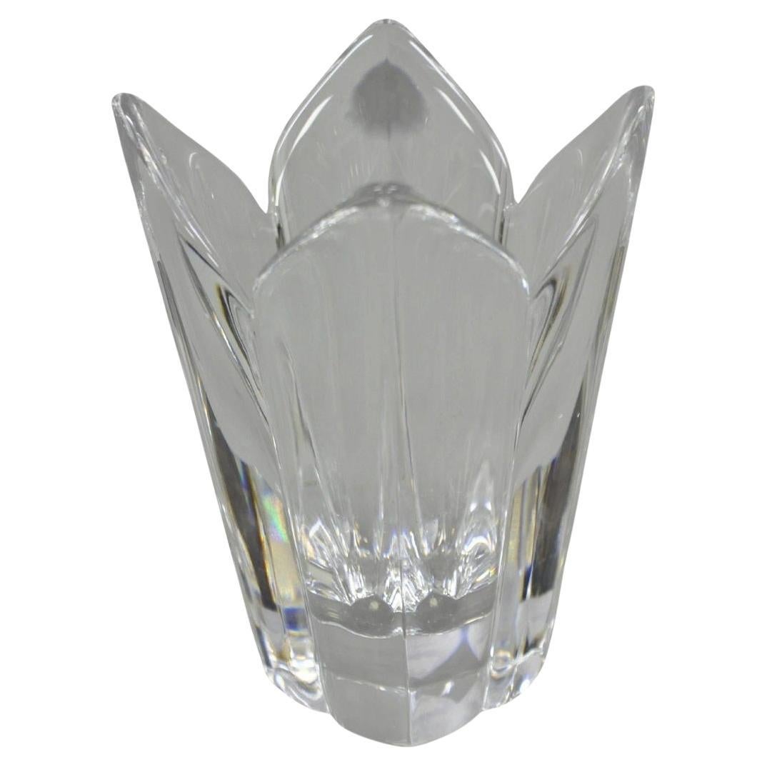 Vaso da 6" Orrefors Sweden Lotus Flower in cristallo a 4 petali vintage