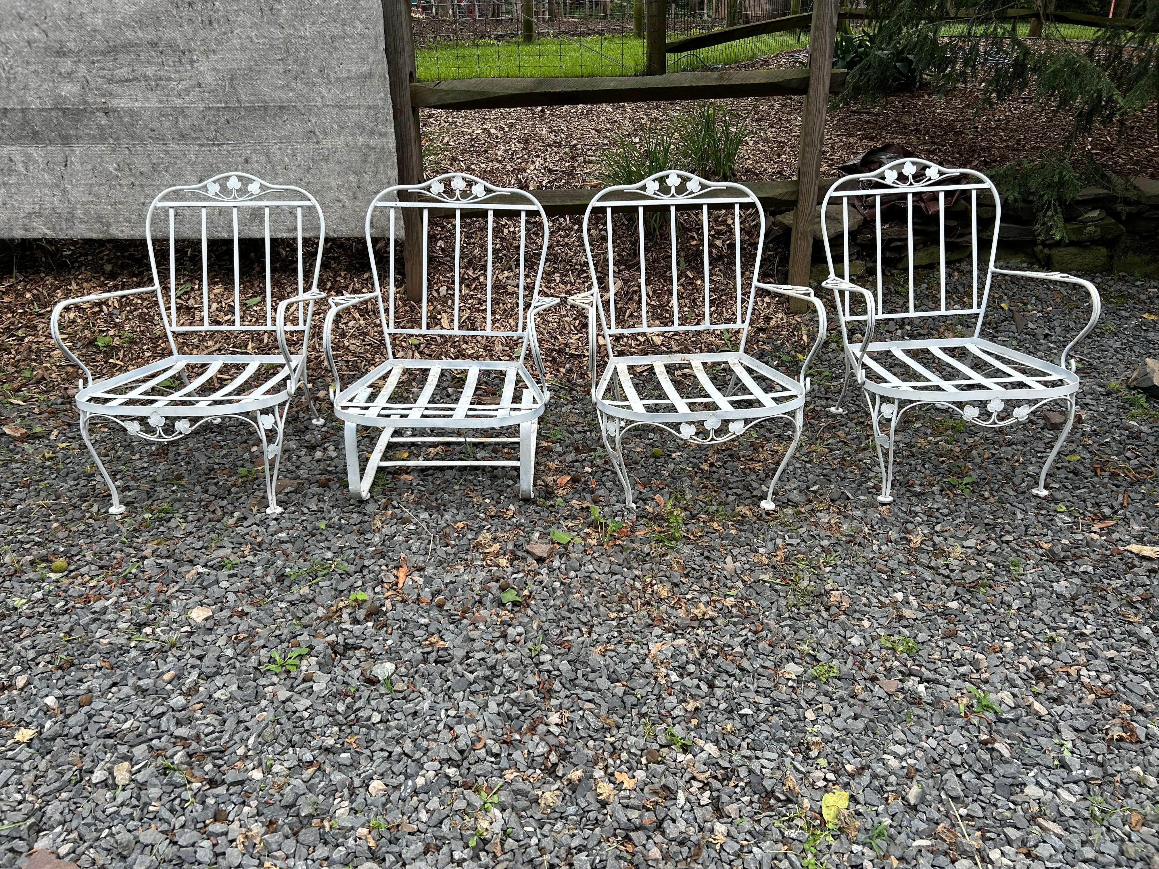 Country Set da patio per esterni in ferro bianco vintage da 6 pezzi