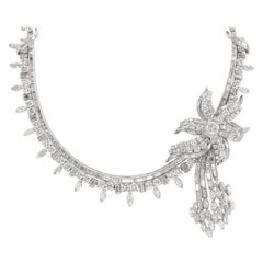 Vintage 60 Carat Diamond Floral Necklace Platinum