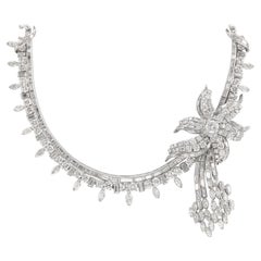 Collar Floral Vintage de Diamantes 60 Quilates Platino