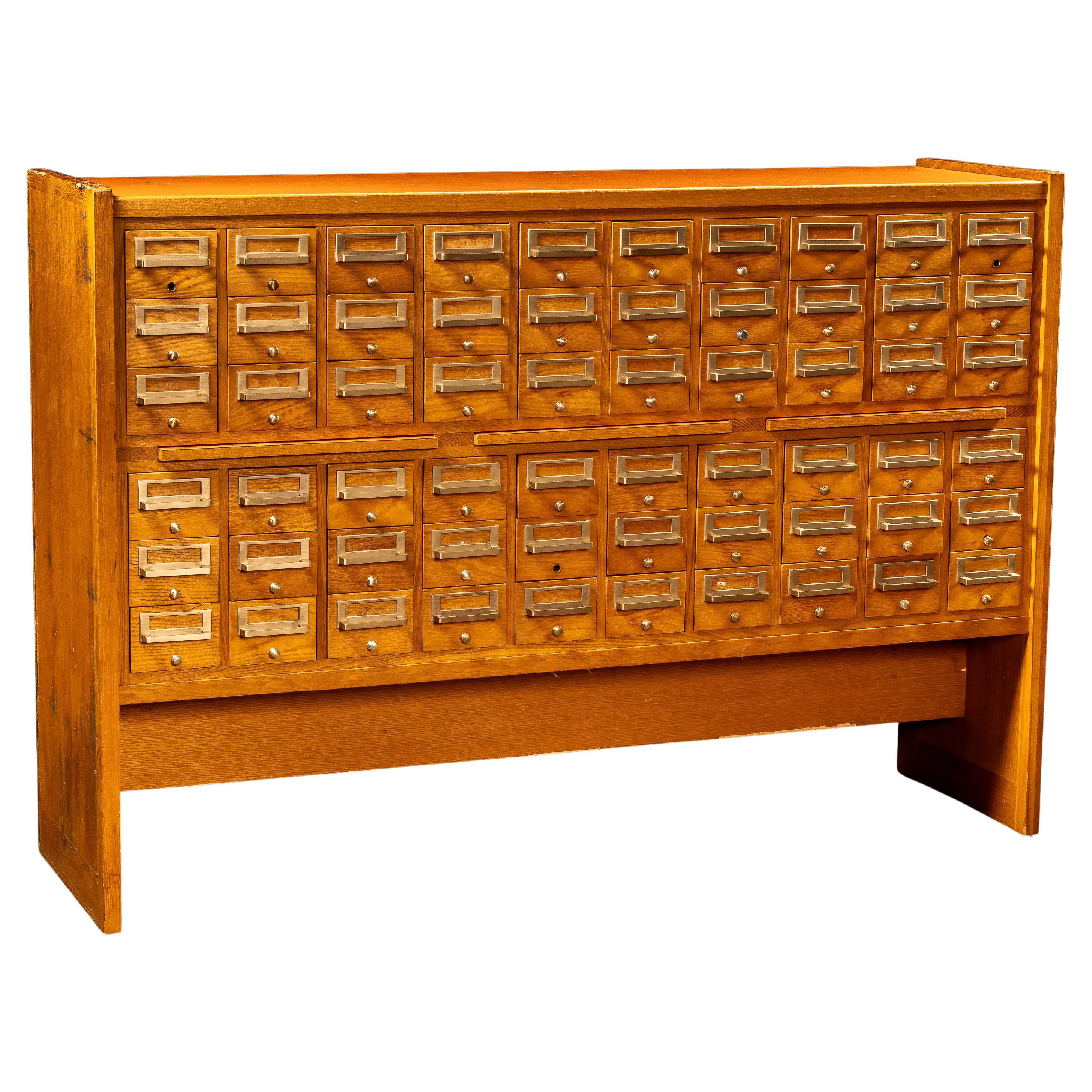 Vintage 60-Schublade Eiche Karte Katalog