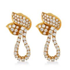 Vintage 6.00 carat diamond 18k yellow gold earrings