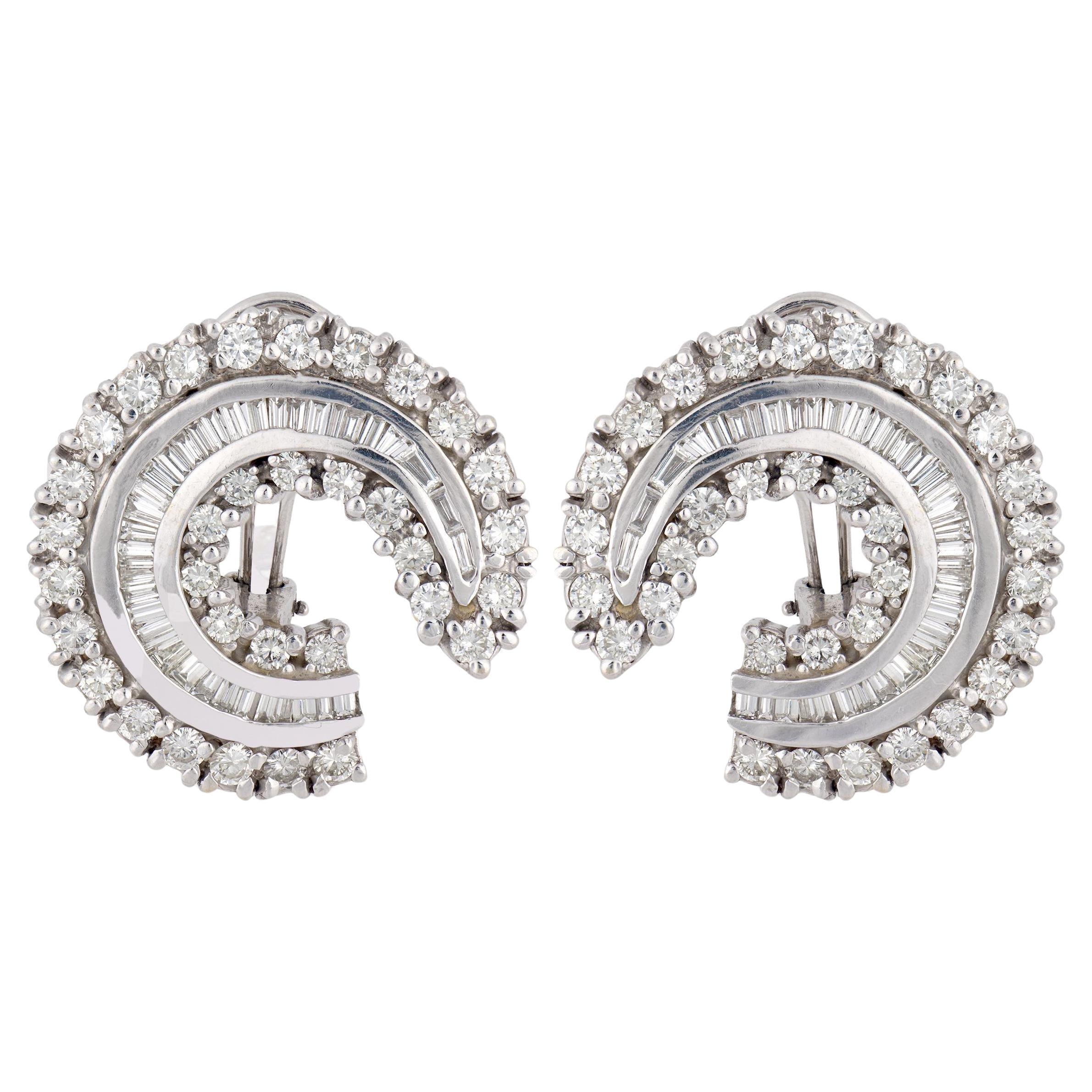 Pendientes vintage de oro blanco de 18 quilates con diamantes de 6,00 quilates de peso total