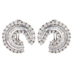 Boucles d
oreilles vintage en or blanc 18k avec diamant de 6.00 carats de poids total