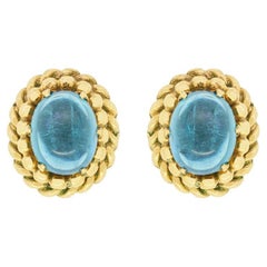 Vintage 6.00ct Blue Tourmaline Earrings, c.1970s