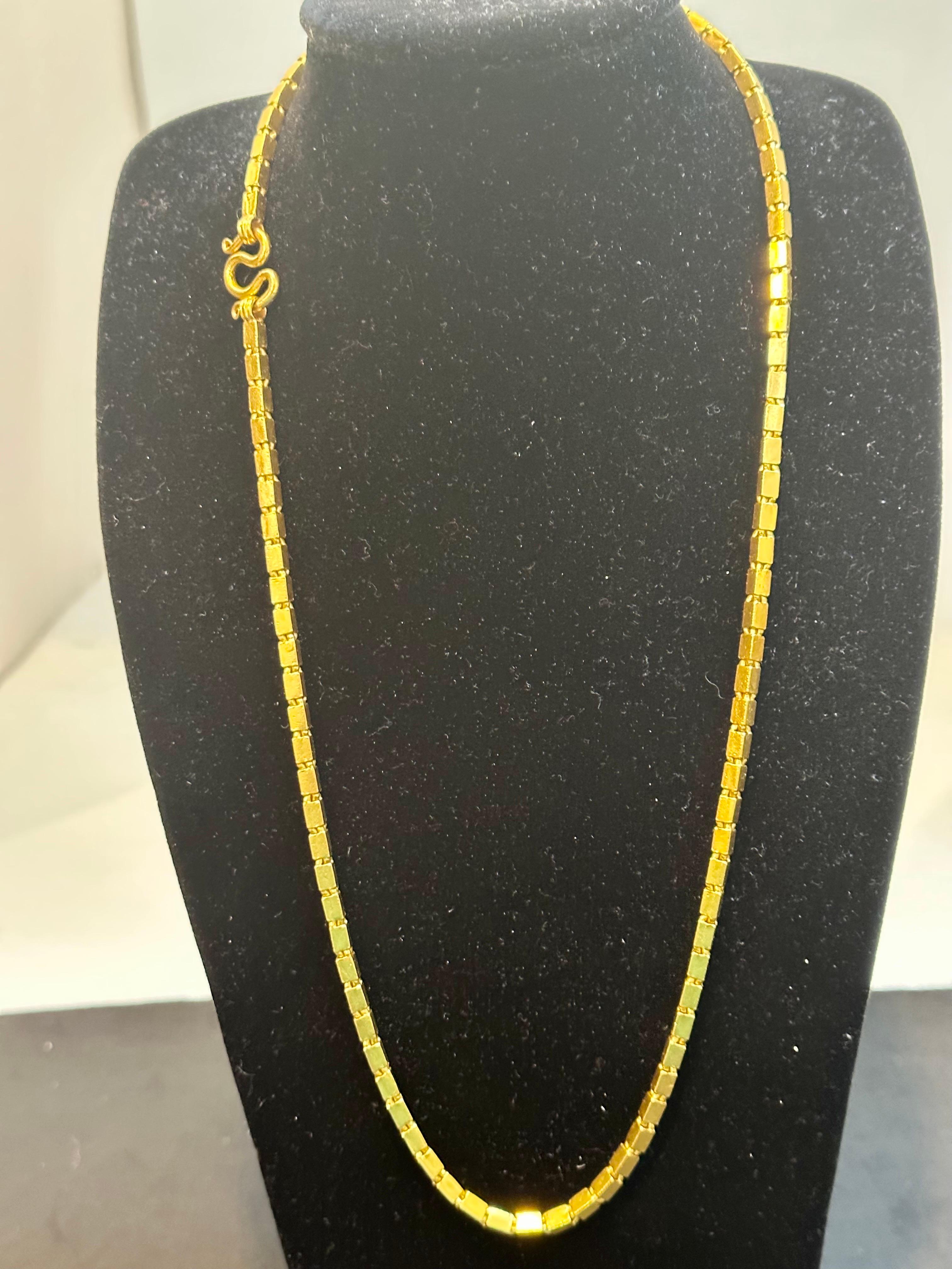 Vintage 60.6 Gm Pure 24 Karat Yellow Gold Handmade Chain In Excellent Condition In New York, NY