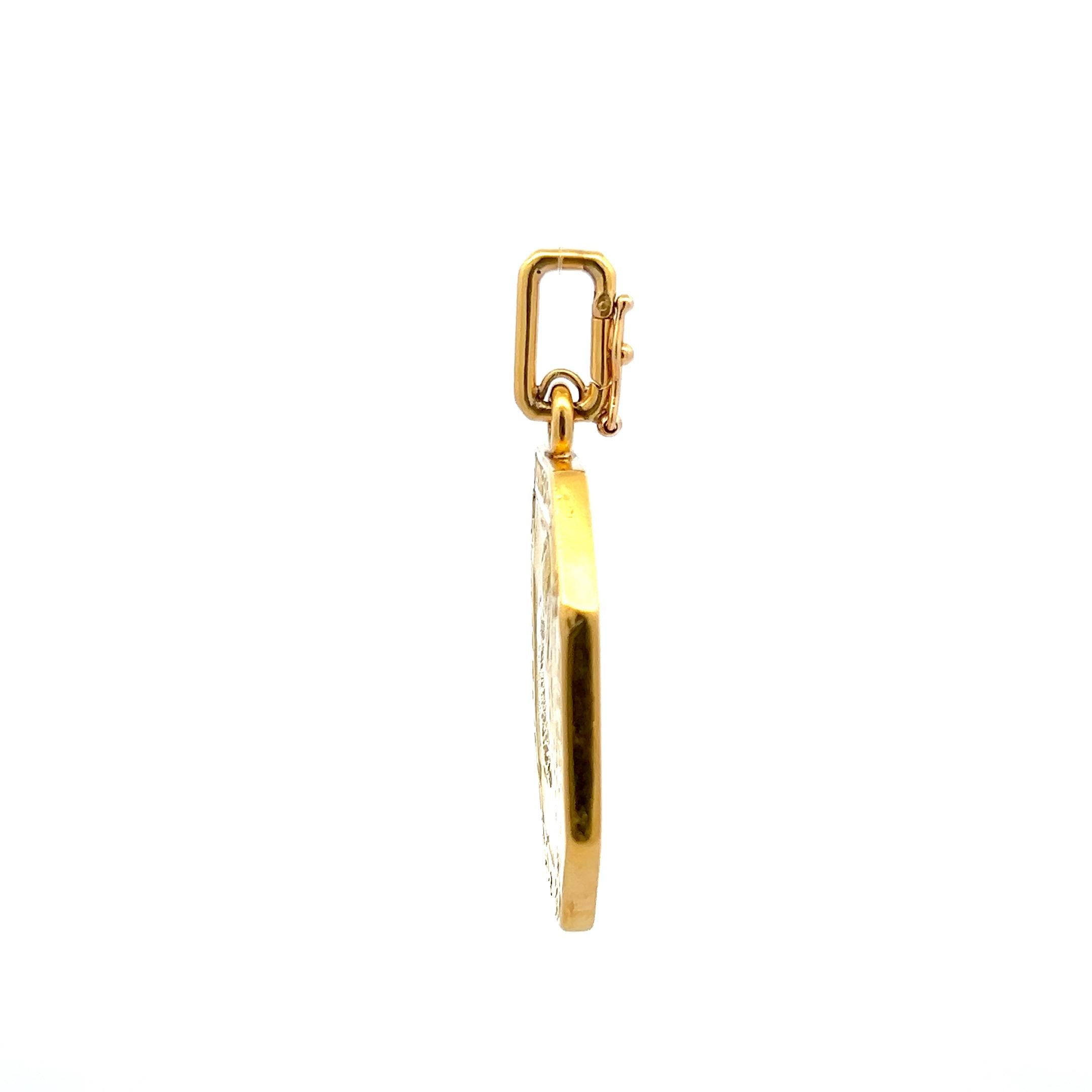 Women's Vintage 60.98 Grams Tiger Medal 18 Karat Yellow Gold Pendant For Sale