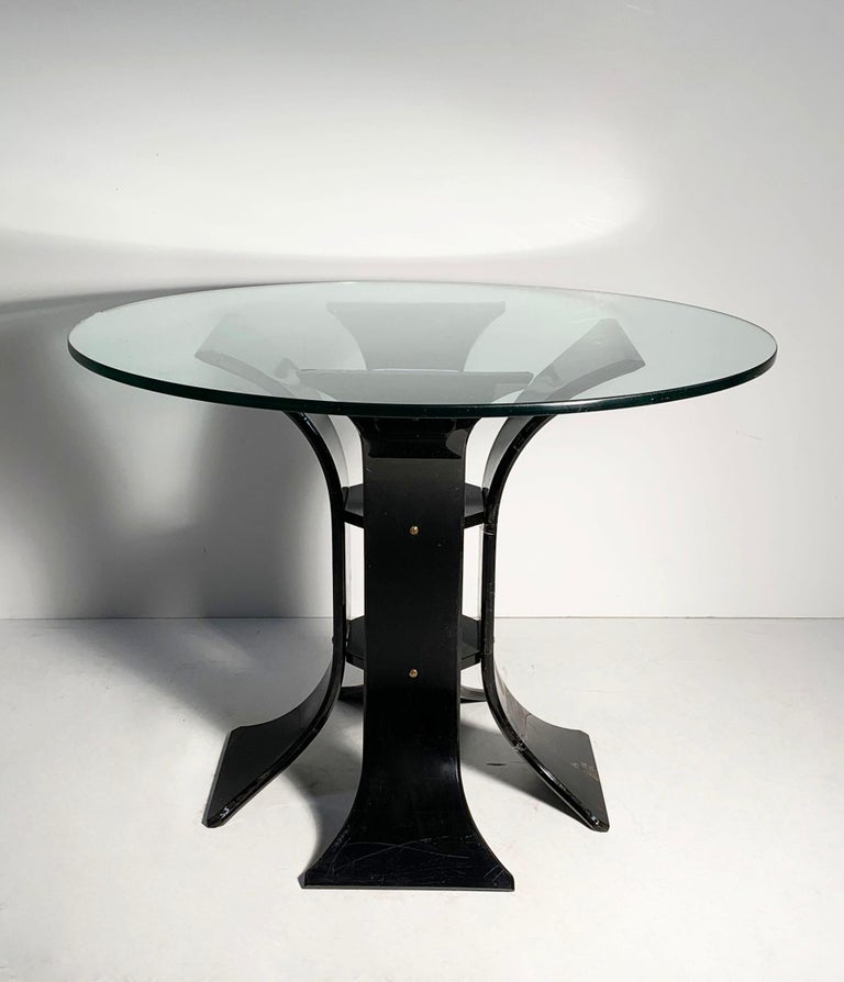 Vintage 60s / 70s Black Lucite Floral Dinette Table In Good Condition For Sale In Chicago, IL