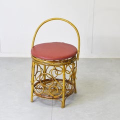 Vintage 60s Bamboo & Rattan Pouf