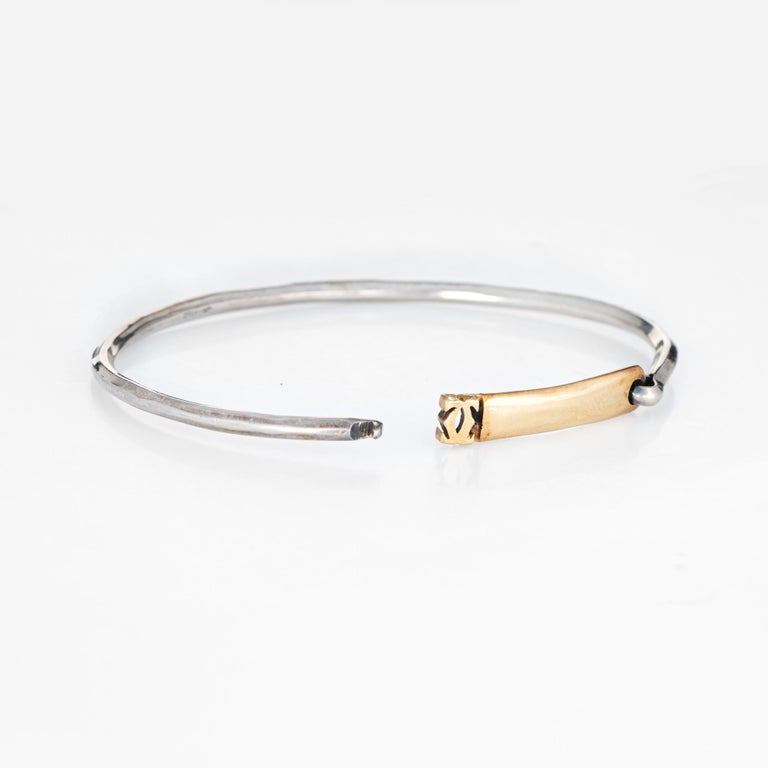 1960s Cartier Bangle Bracelet 18 Karat Yellow Gold Sterling Silver Signed at 1stDibs