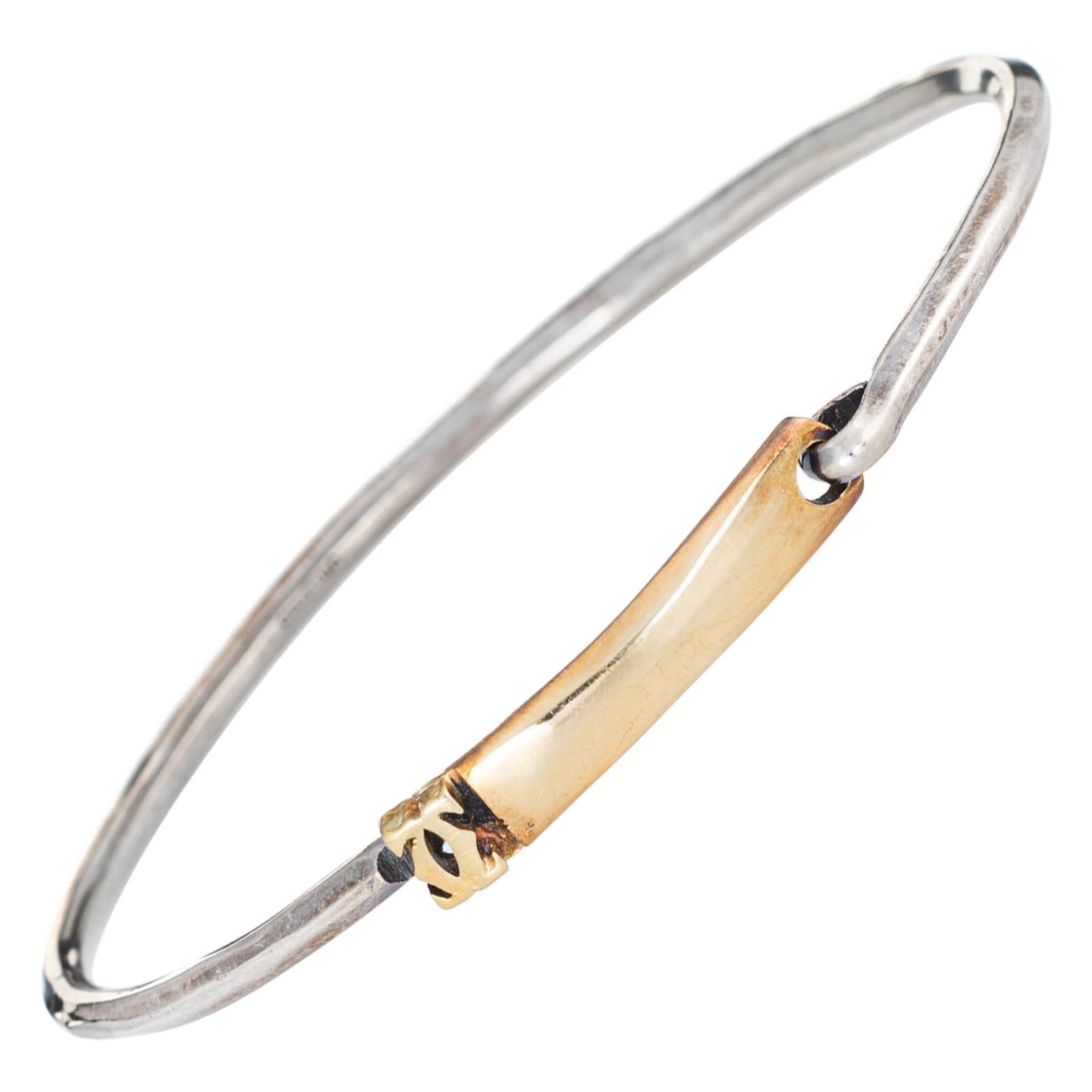 1960s Cartier Bangle Bracelet 18 Karat Yellow Gold Sterling Silver Signed