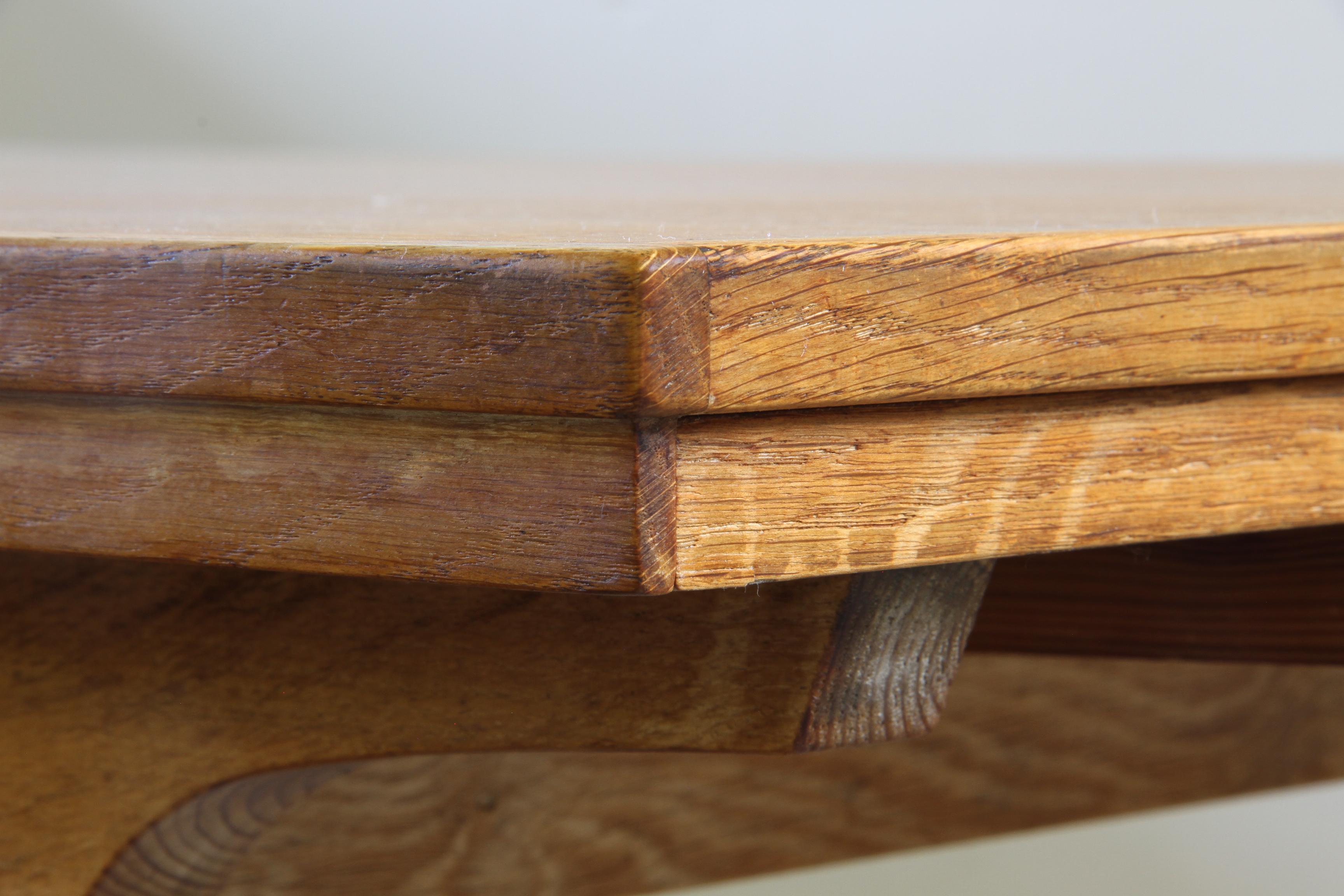 Vintage 60s Danish Brutalist Dining Table, in Light Oak, by Axel Ö Röck For Sale 8