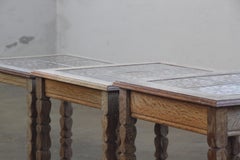 Vintage 60s Danish Brutalist Oak Nesting Tables in the style of Henning Kjærnulf