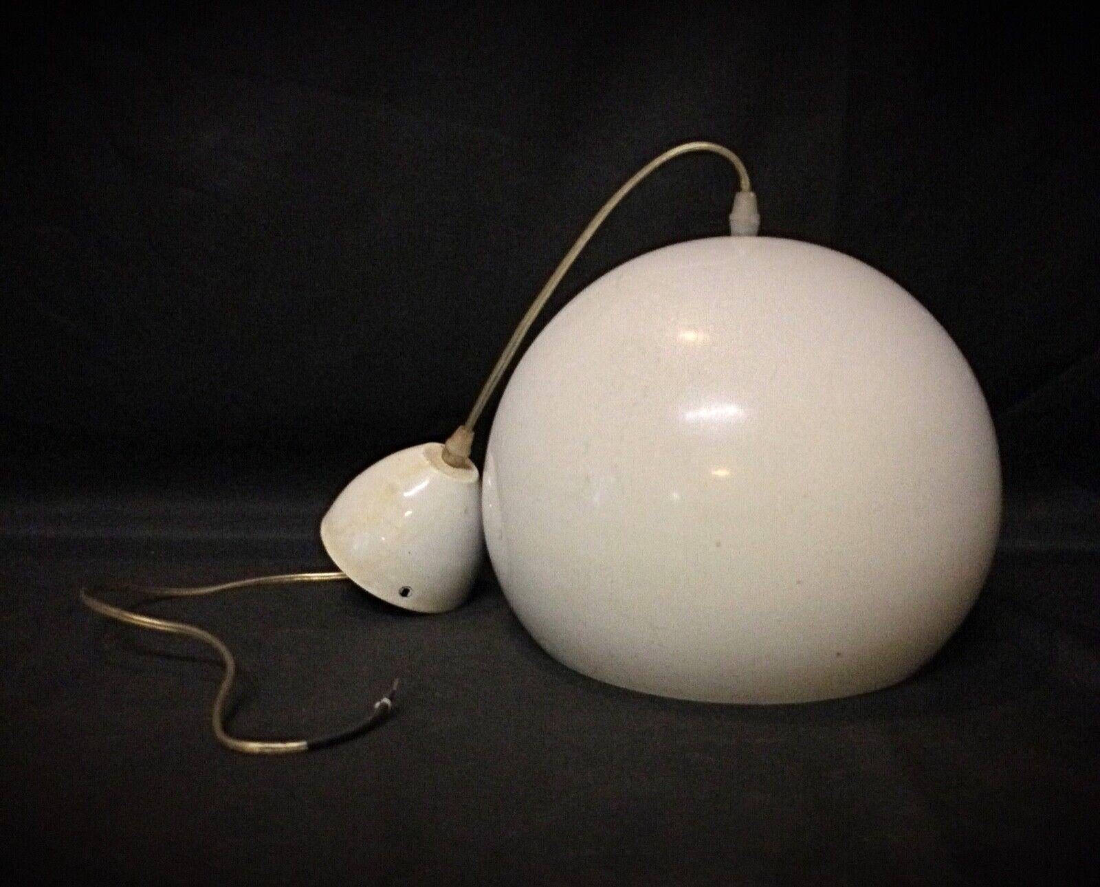 French Vintage 60's Enamel Metal Hanging Lamp – Retro Suspension Light - 2Y05 For Sale
