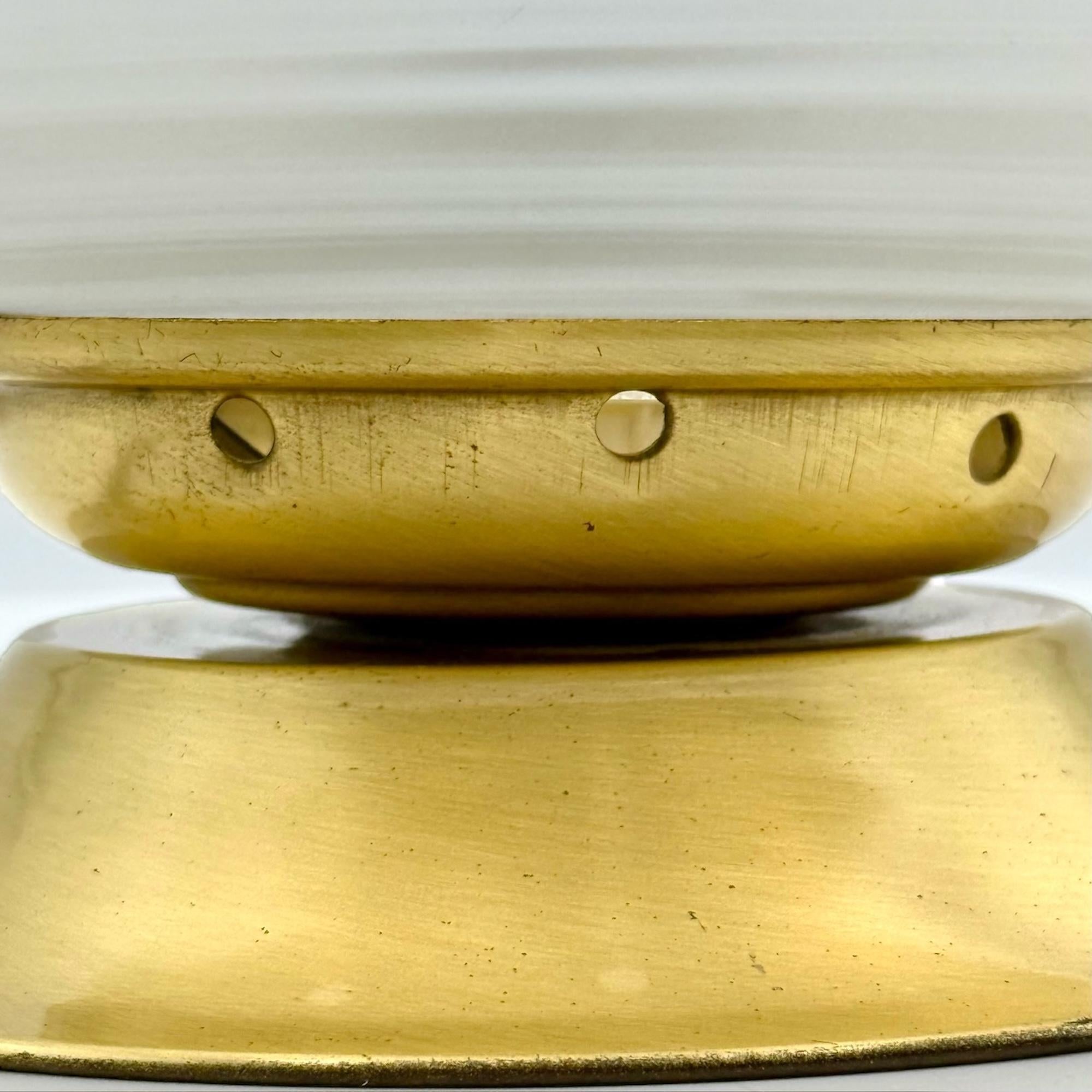 Vintage 60s Murano Table Lamp with Swirled Frosted Glass Globe and Brass Base 1
