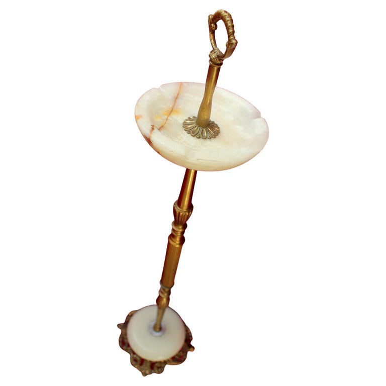 Vintage 60's Onyx Marble Ornate Ashtray Stand Mid Century Retro Kitsch