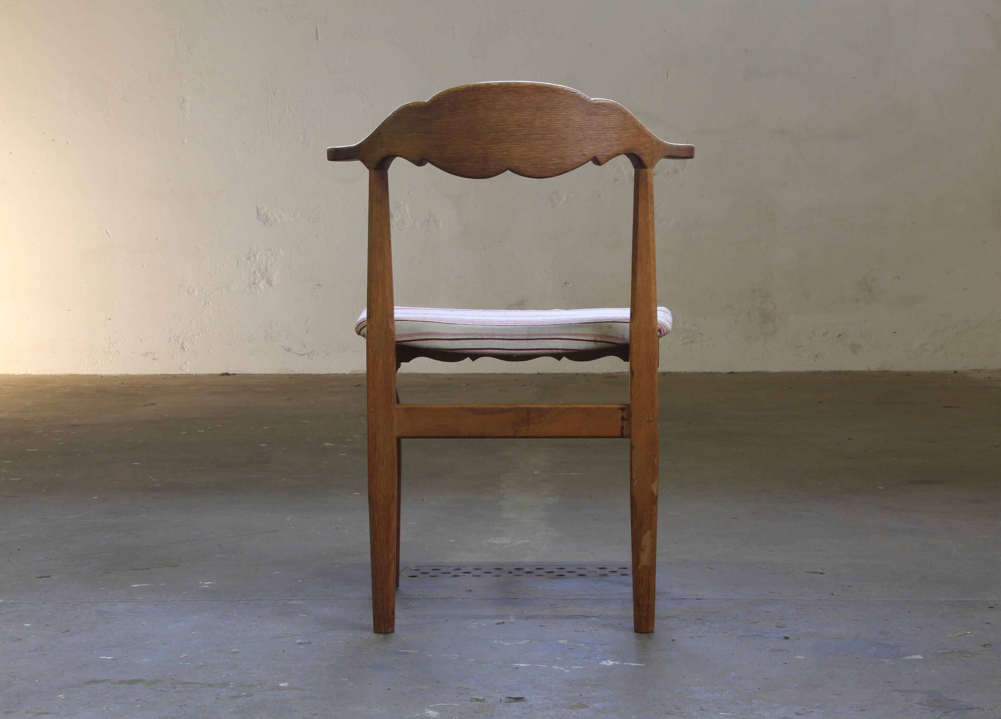 Vintage 60s Set of 6 Solid Oak Danish Design Dining Room Chairs, Kjærnulf style en vente 2