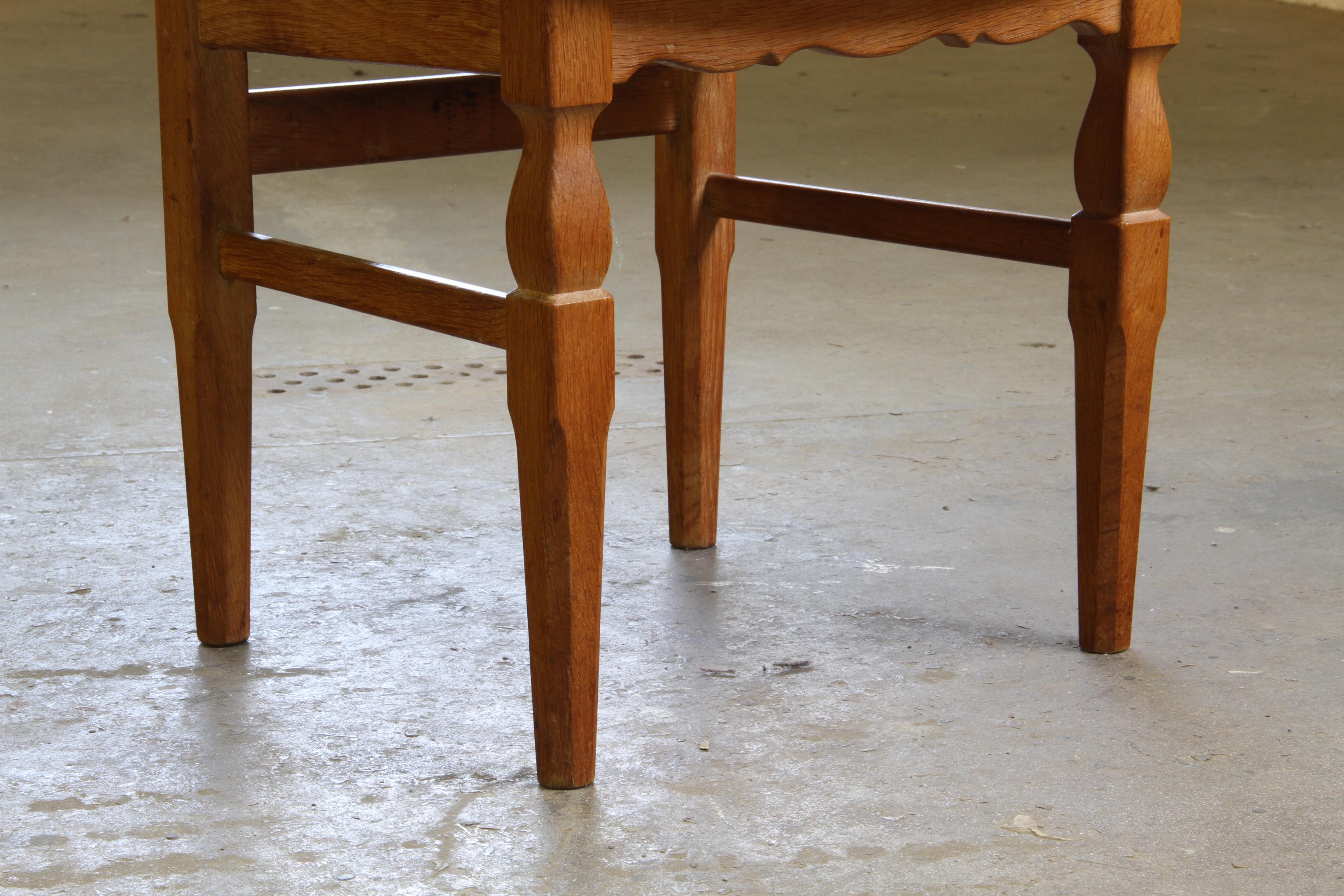Vintage 60s Set of 6 Solid Oak Danish Design Dining Room Chairs, Kjærnulf style en vente 4