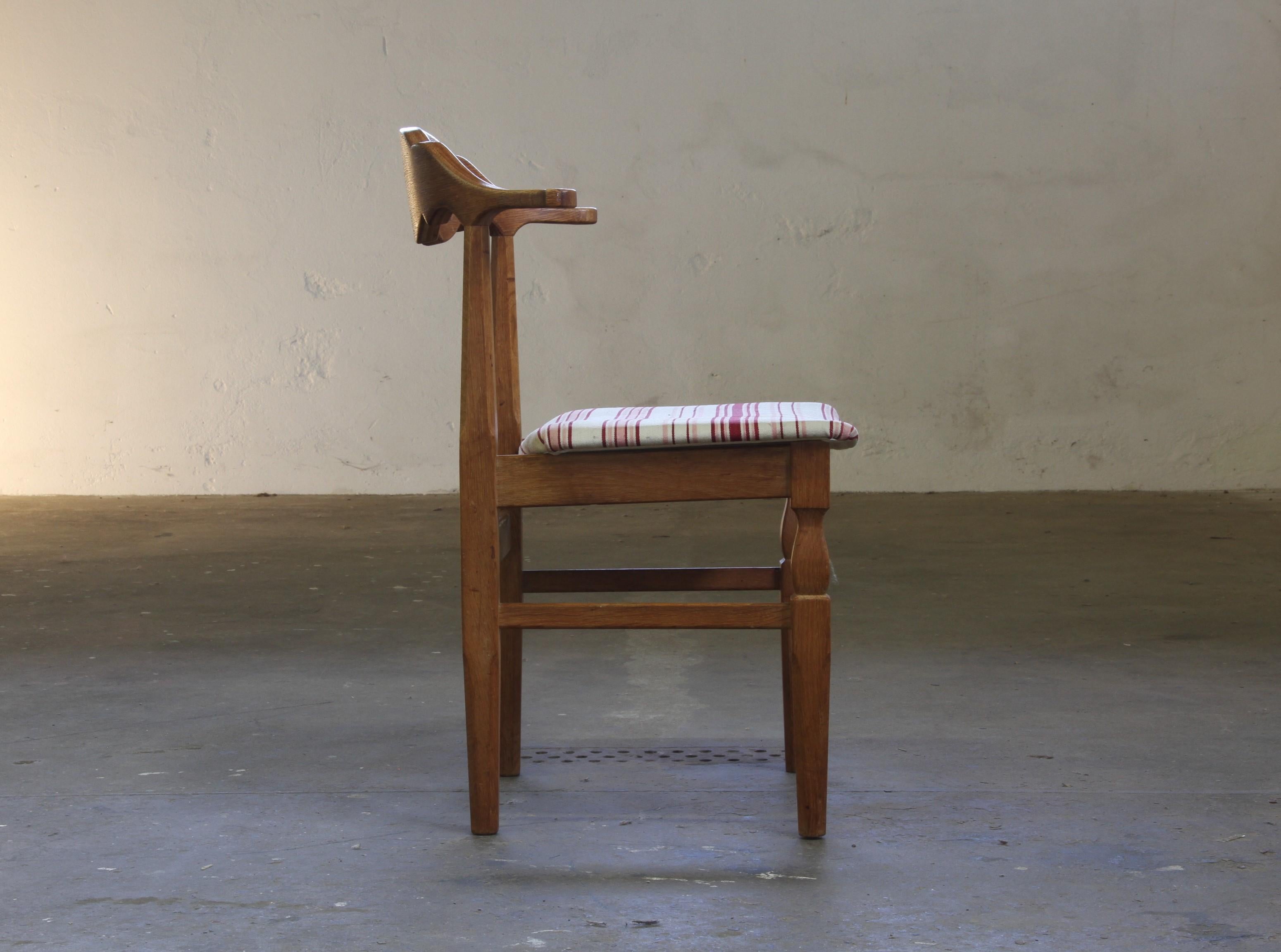 Vintage 60s Set of 6 Solid Oak Danish Design Dining Room Chairs, Kjærnulf style en vente 1