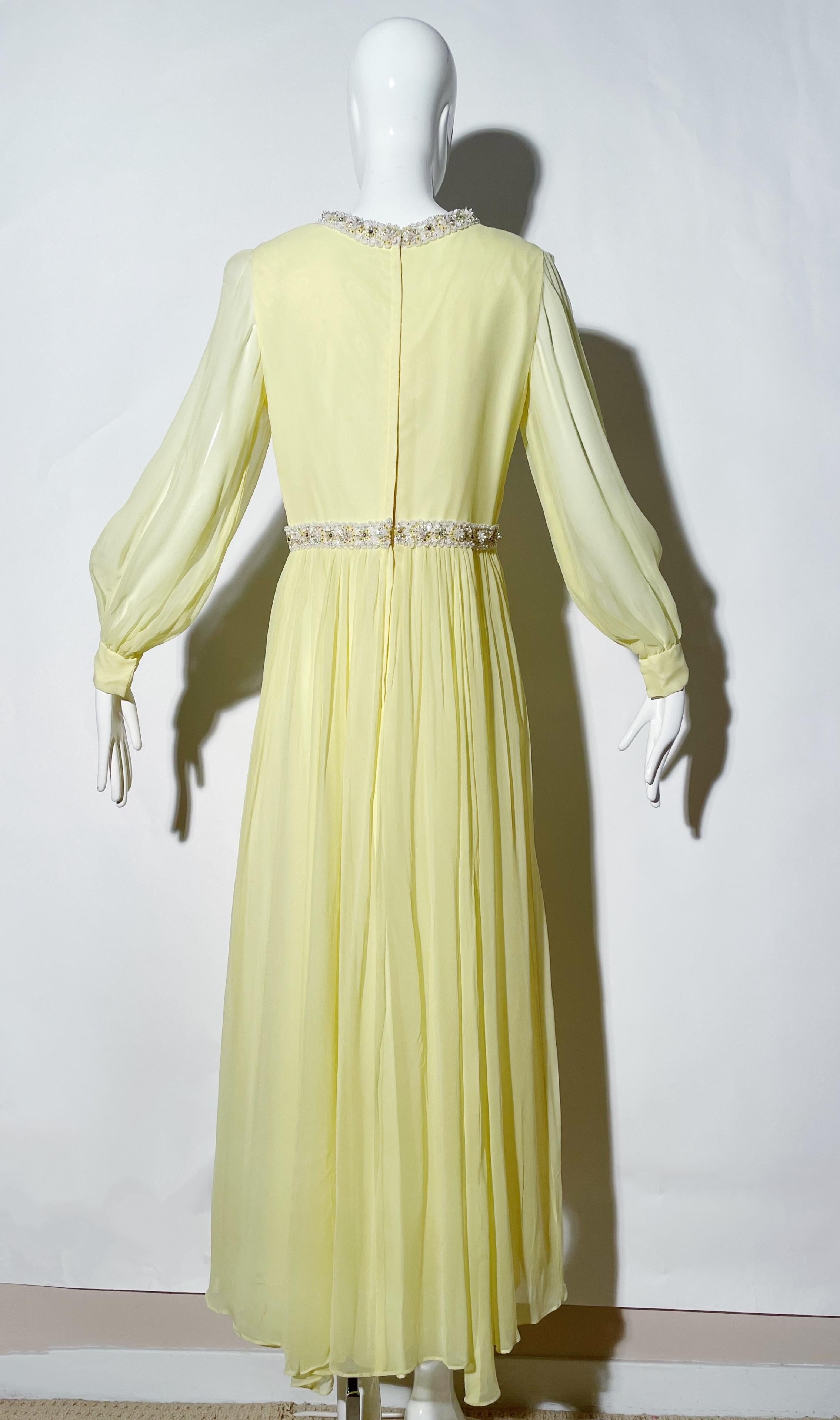 Vintage 60s Silk Beaded Gown  For Sale 1