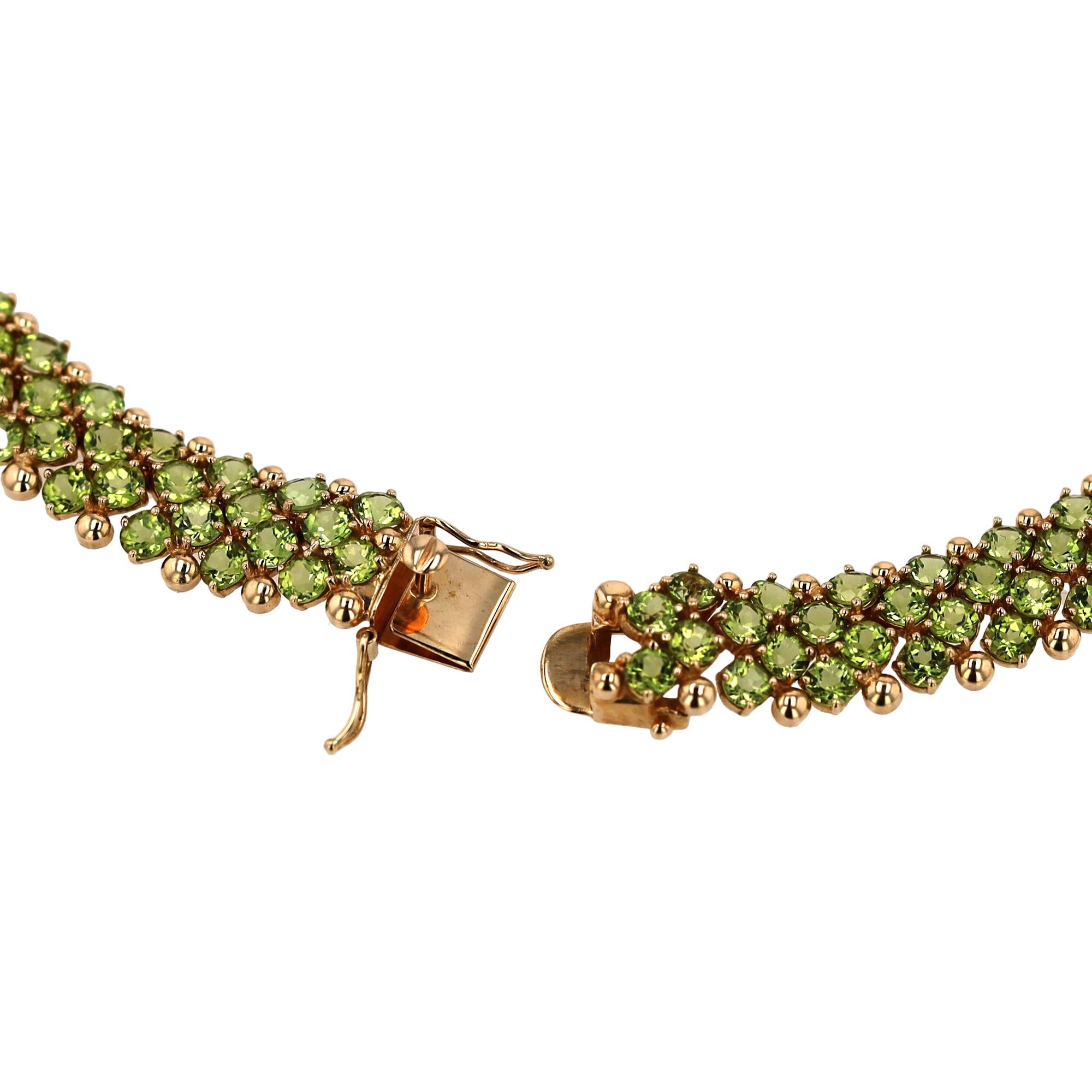 Vintage 62 Karat Peridot & 14k Gold Estate Halsband Halskette (Zeitgenössisch) im Angebot