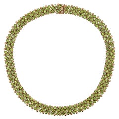 Vintage 62 Carat Peridot & 14k Gold Estate Collar Necklace