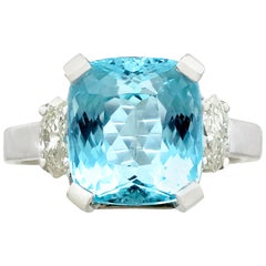 aquamarine gold dress Vintage 6.24 Carat Aquamarine and Diamond, White Gold Dress Ring