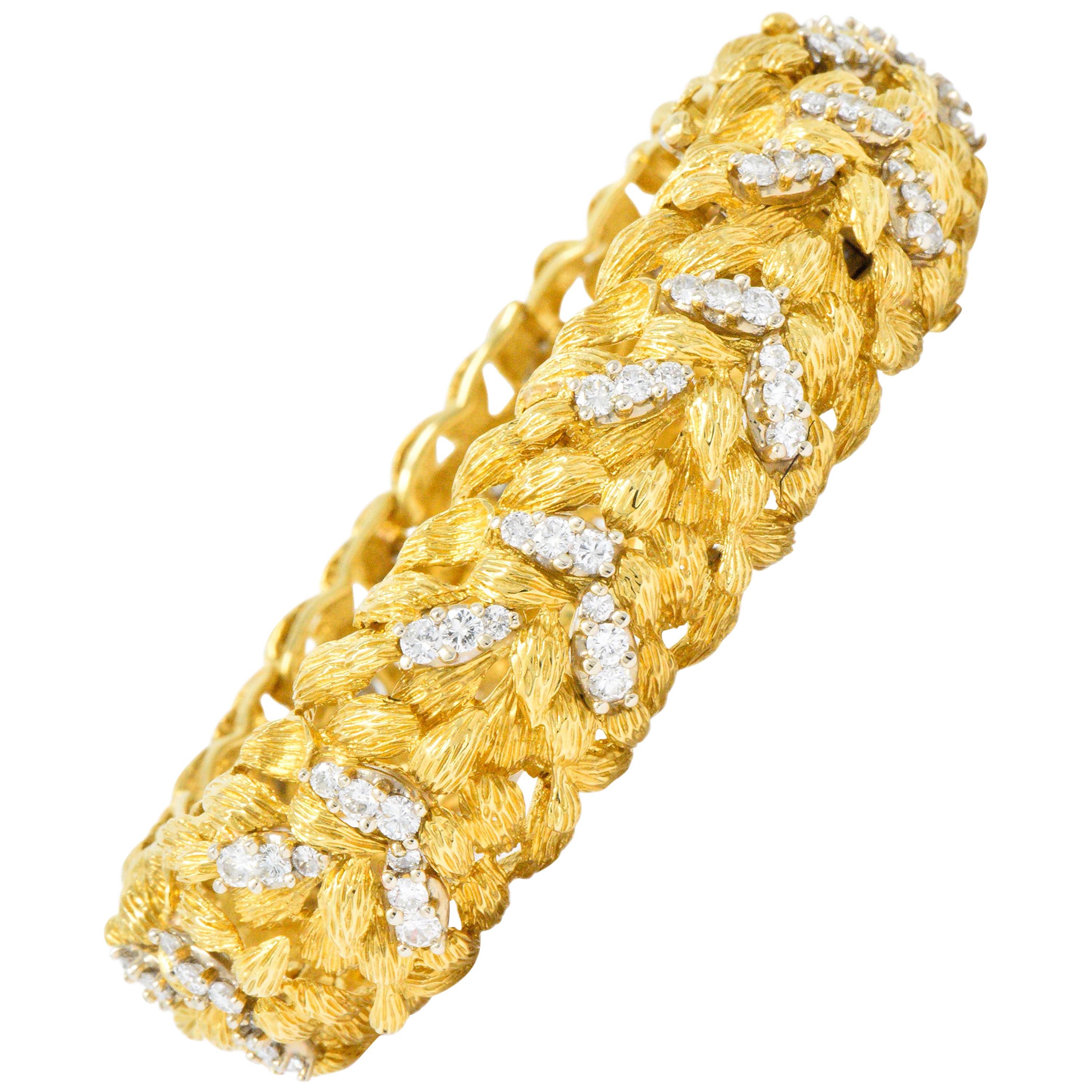 Vintage 6.24 Carat Diamond 18 Karat Gold Bracelet