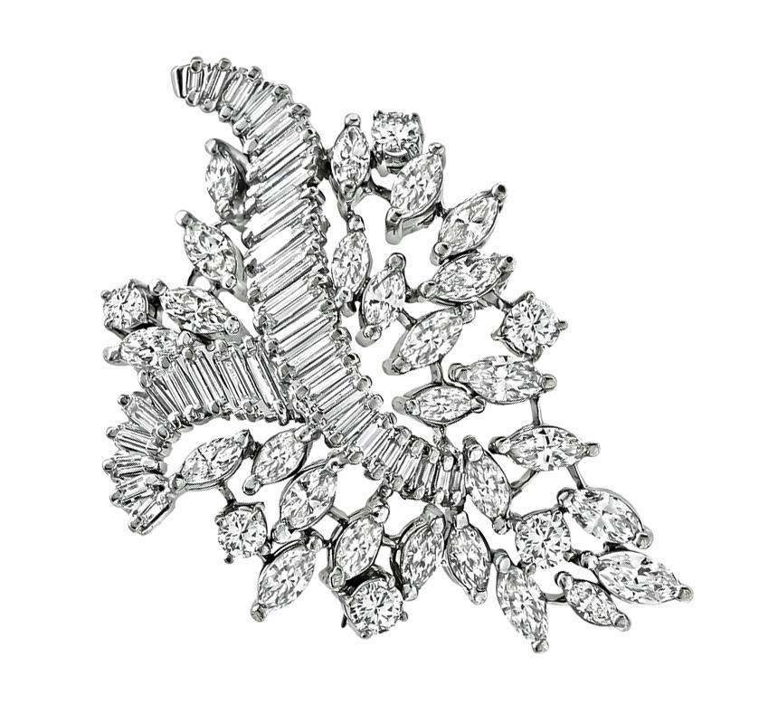 Marquise Cut Vintage 6.25ct Diamond Gold Pin For Sale