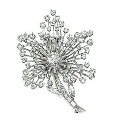 Vintage 6.25cttw Diamond Flower Pin