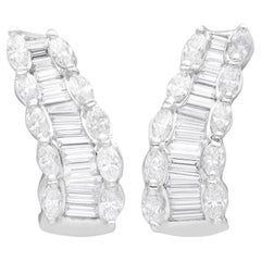 Vintage 6.38 Carat Diamond and White Gold Stud Earrings, Circa 1950