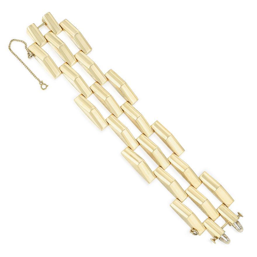 Vintage 64.80 Grammes 7.50 Inches 14 Karat Yellow Gold Link Bracelet Bon état - En vente à New York, NY