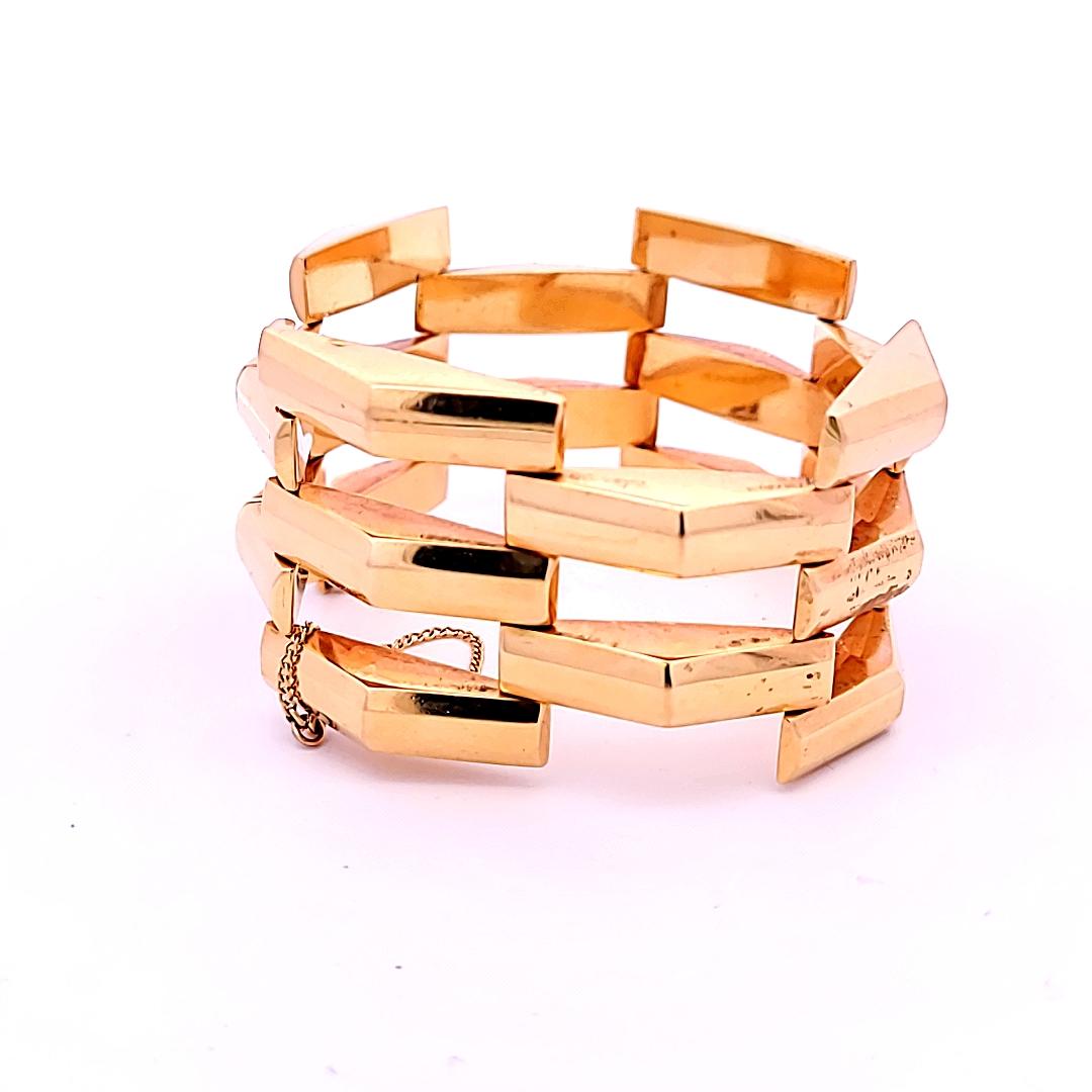 Vintage 64.80 Grammes 7.50 Inches 14 Karat Yellow Gold Link Bracelet en vente 4