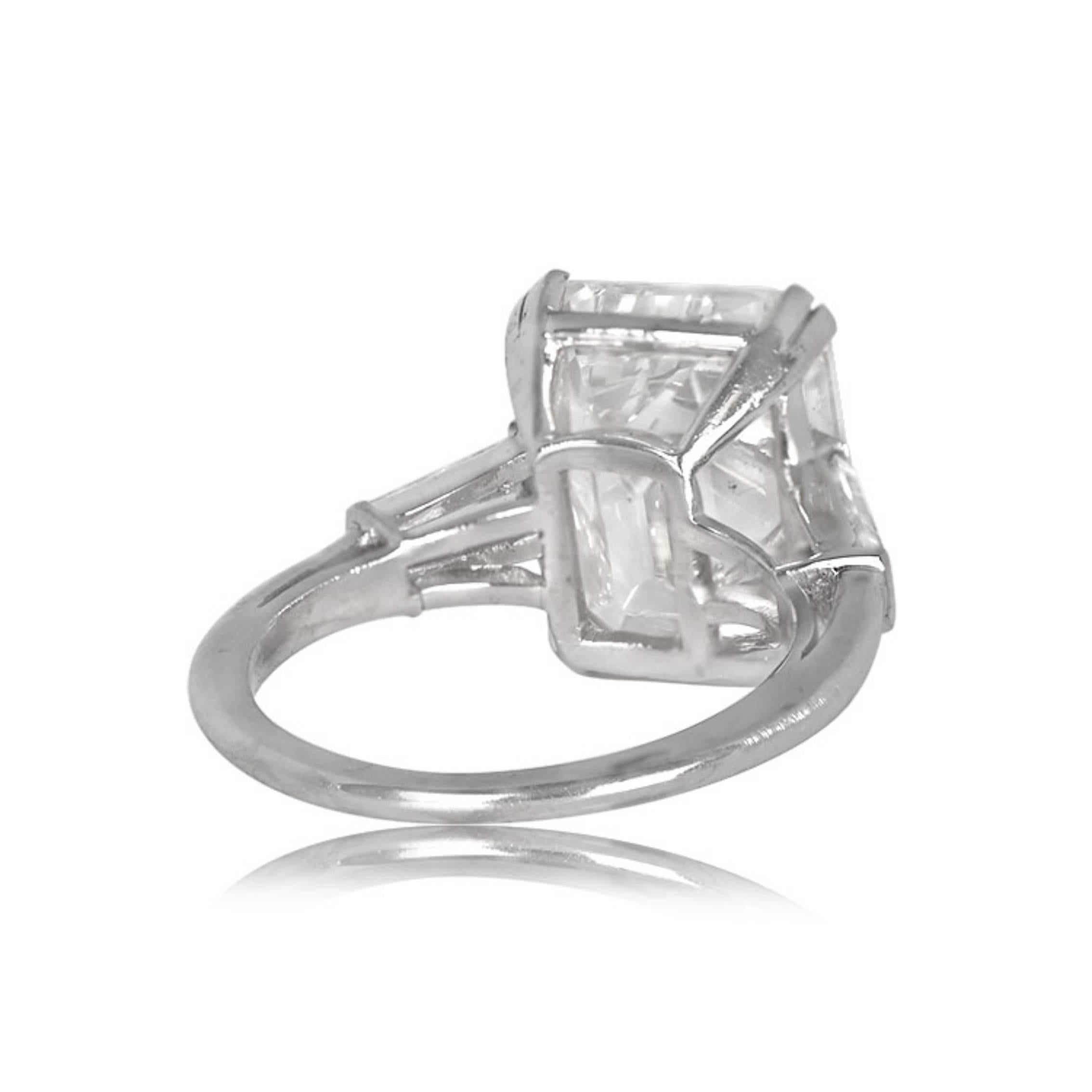 Vintage 6.49ct Emerald Cut Diamond Engagement Ring, Platinum, Circa 1950 In Excellent Condition For Sale In New York, NY