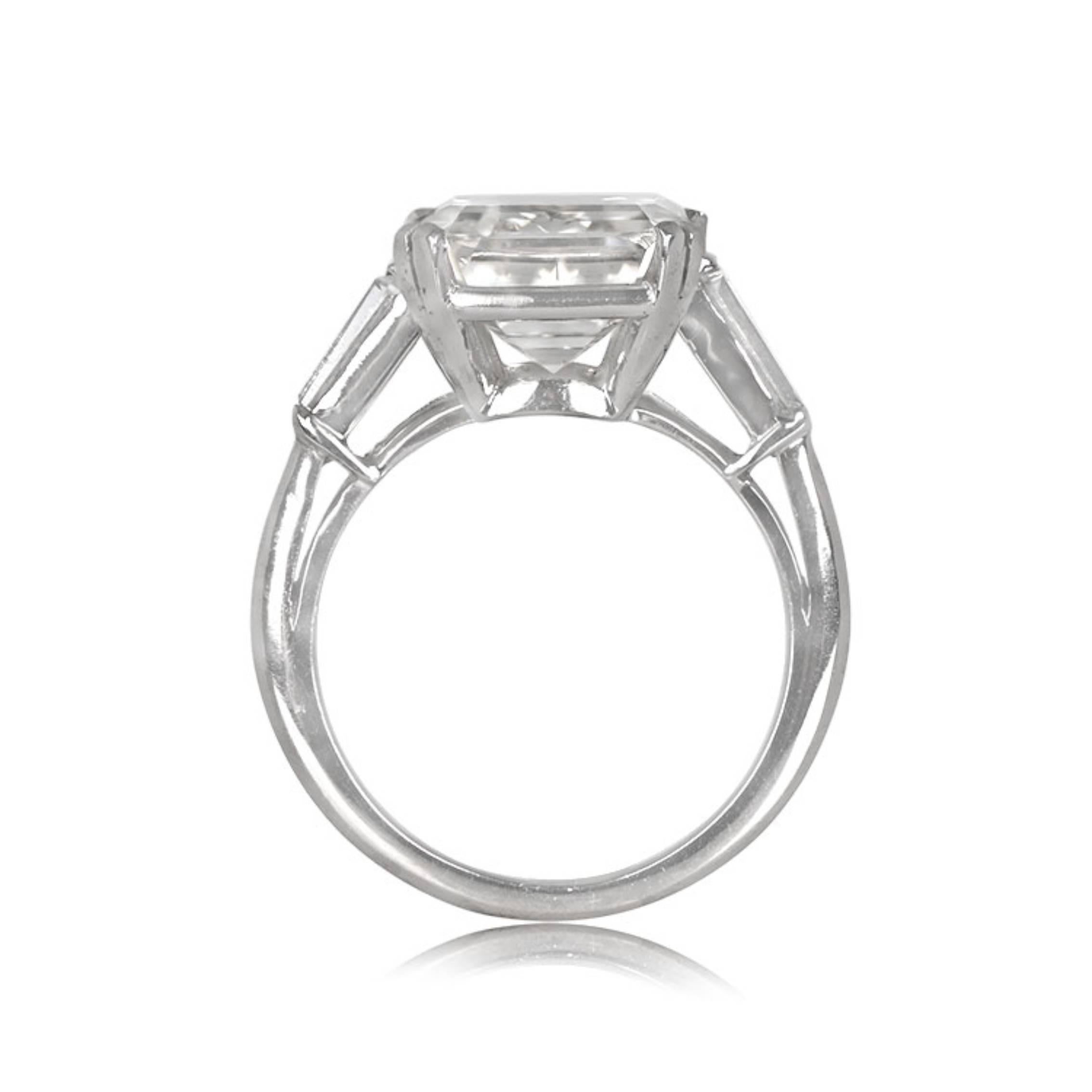 Vintage 6.49ct Emerald Cut Diamond Engagement Ring, Platinum, Circa 1950 For Sale 1