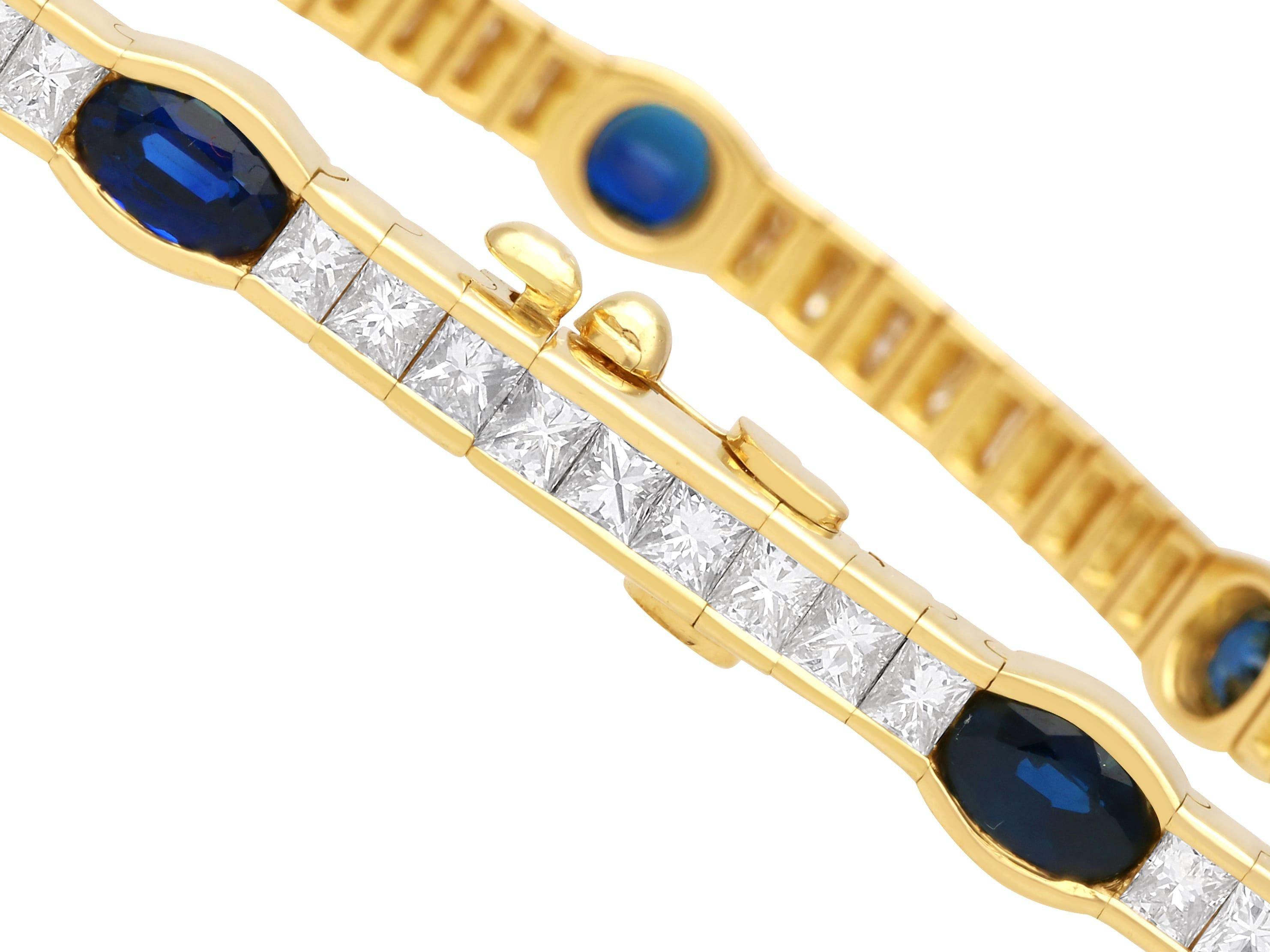 Vintage 6.49ct Sapphire 5.82ct Diamond 18k Yellow Gold Jewelry Set For Sale 5