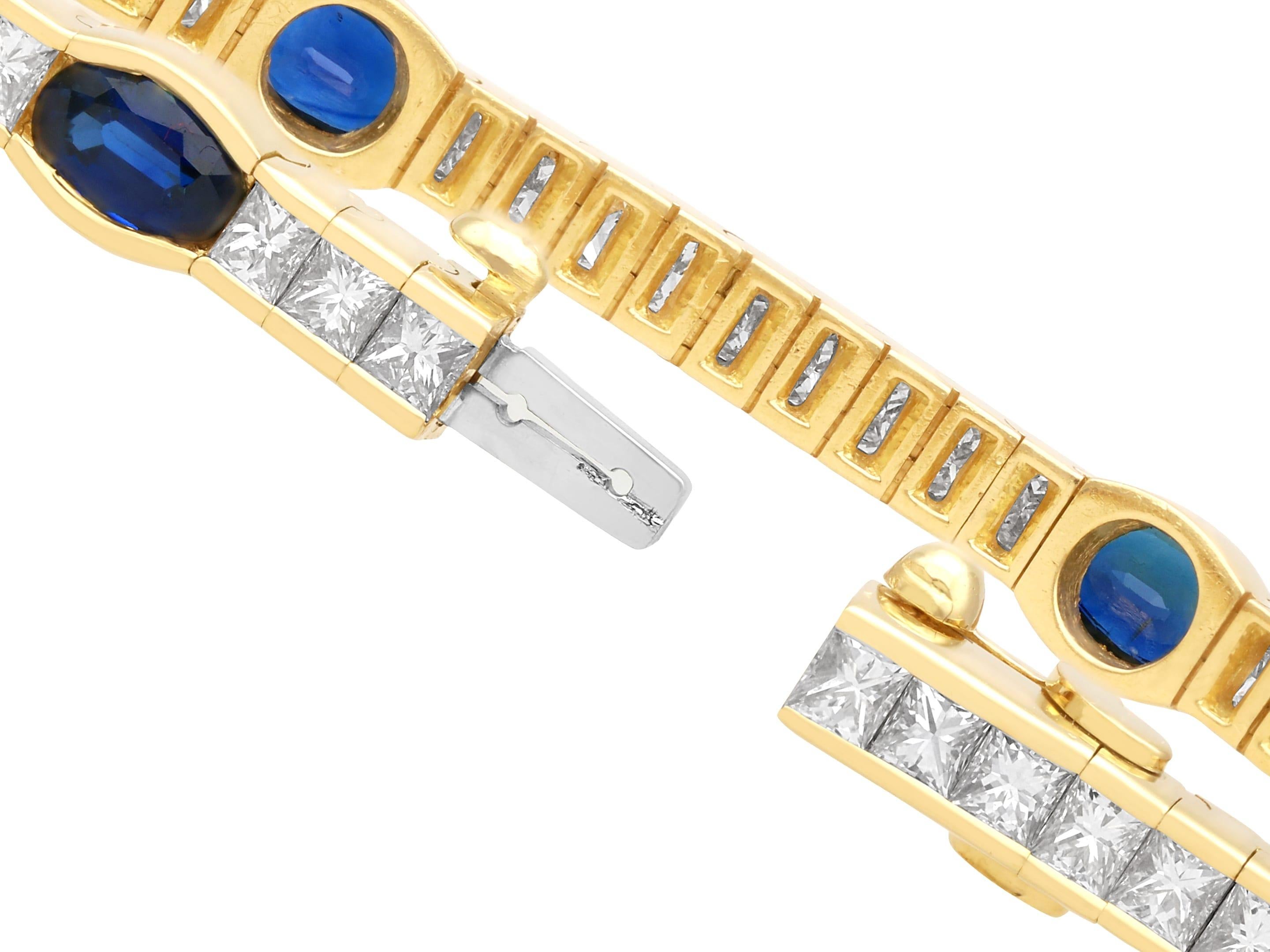 Vintage 6.49ct Sapphire 5.82ct Diamond 18k Yellow Gold Jewelry Set For Sale 6