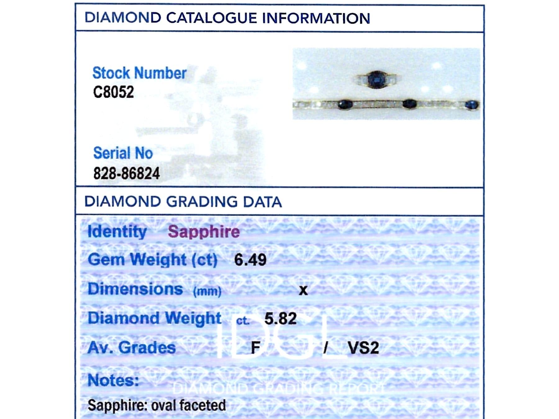 Vintage 6.49ct Sapphire 5.82ct Diamond 18k Yellow Gold Jewelry Set For Sale 8