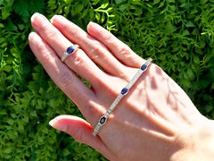 Vintage 6.49ct Sapphire 5.82ct Diamond 18k Yellow Gold Jewelry Set