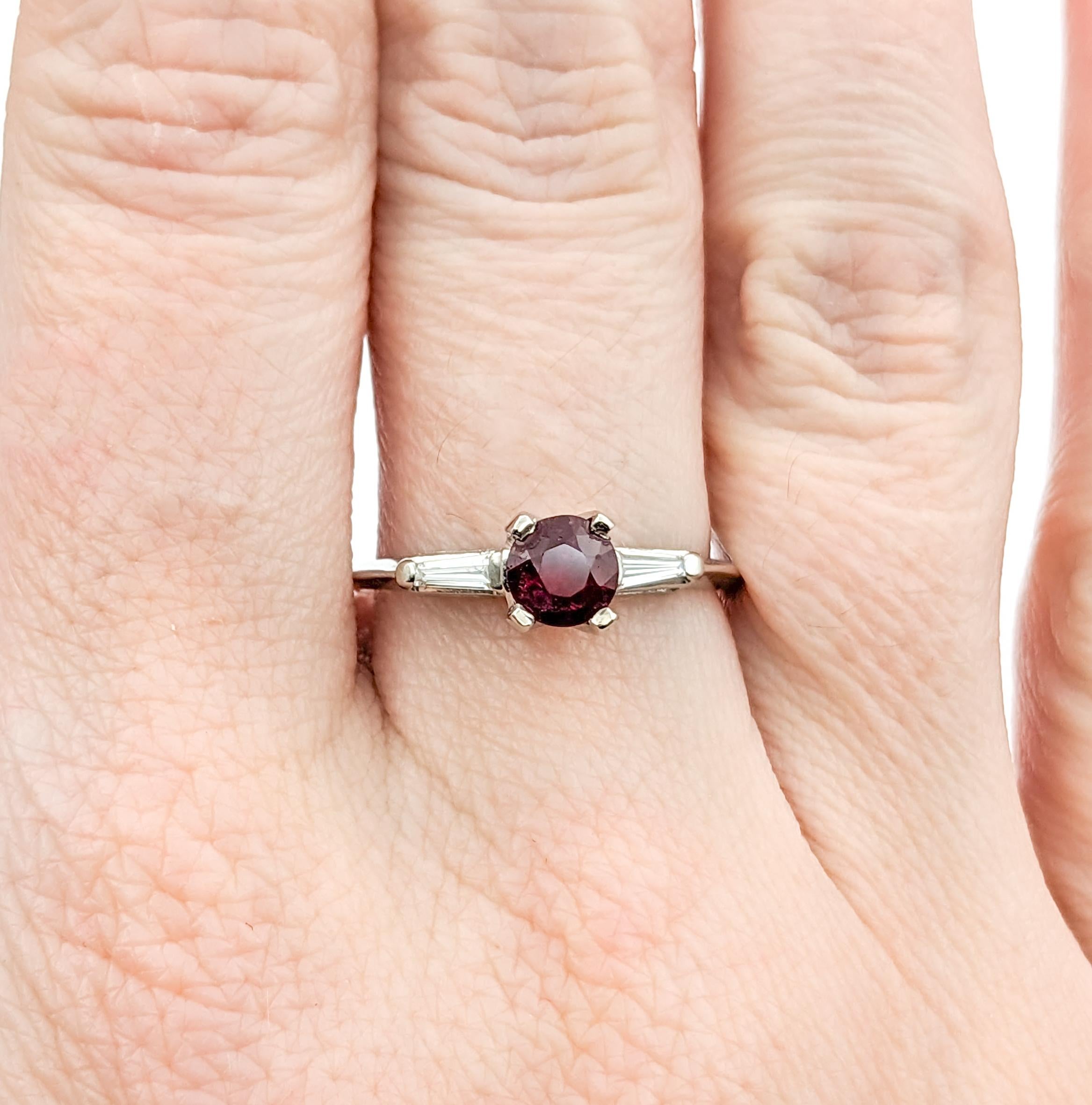 Women's Vintage .64ct Ruby & Diamond Ring In Platinum For Sale