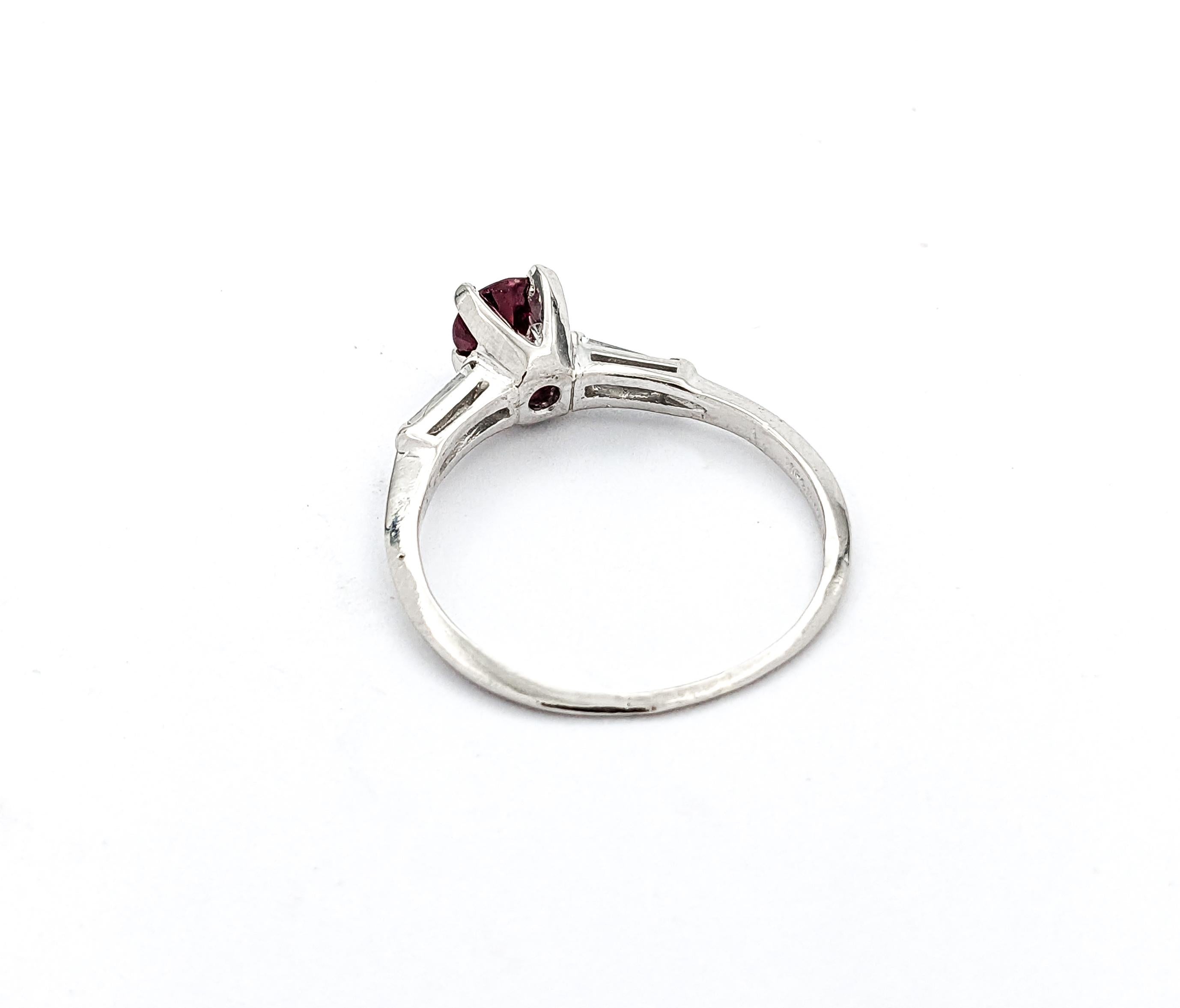 Vintage .64ct Ruby & Diamond Ring In Platinum For Sale 3