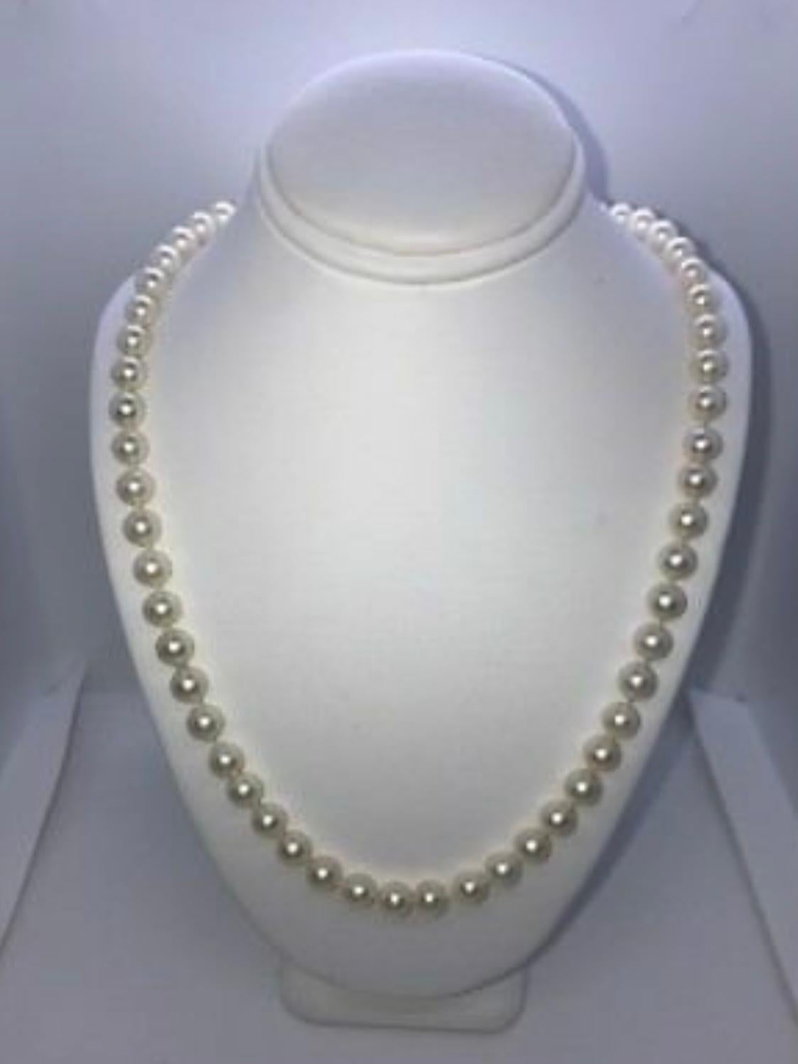 Women's Vintage Akoya Pearl Single Strand Necklace Length 14 K Gold