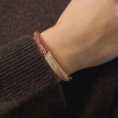 By Vintage 6.50 carat diamond ruby 18k yellow gold bangle