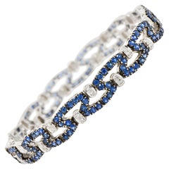 Vintage 6.50 Carat Sapphire Diamond 18 Karat White Gold Bracelet